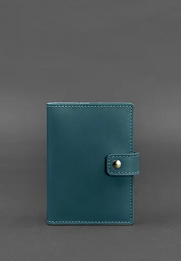 Шкіряна обкладинка для паспорта 5.0 (з віконцем) зелена - фото 2