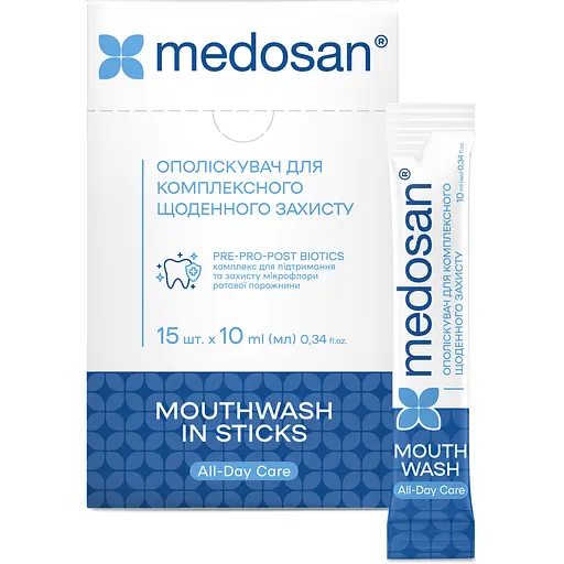 Ополіскувач для рота Medosan All-Day Care для комплексного щоденного захисту 15 шт. х 10 мл