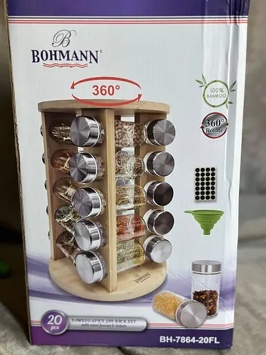 Органайзер для спецій Bohmann BH 7864-20 набір 20 скляних баночок підставка лійка - фото 5