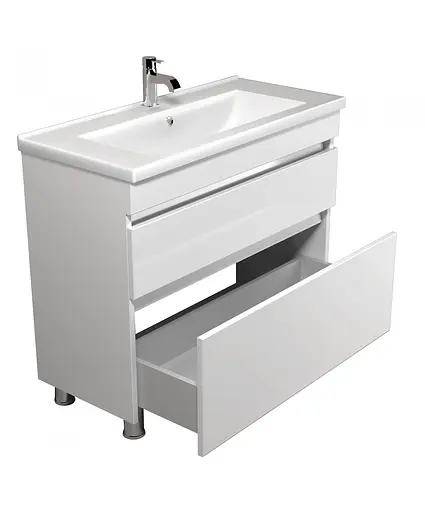 Тумба Мойдодир MoonShine 100 з умивальником Cosmo 100 підлогова Білий - фото 3