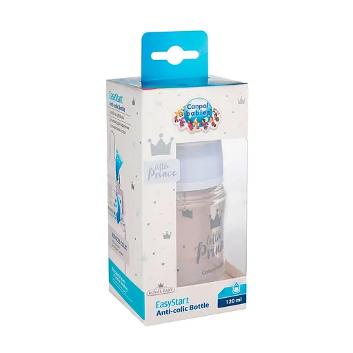 Бутылка с широким антиколиковым отверстием 120 мл "Royal baby" Canpol babies Cиня - фото 2