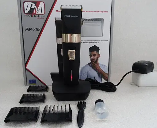 Професійна машинка Promotec PM-368 акумуляторна для стрижки волосся Титаново-керамічні леза - фото 4