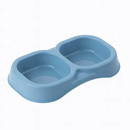Миска для корма пластиковая двойная Doppia Small 21x11,5x3h, 0,3 л, синий