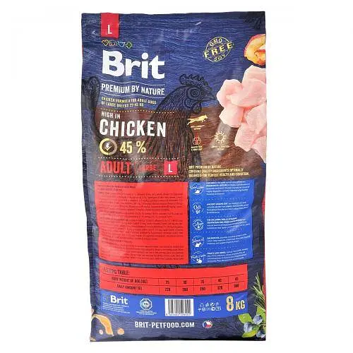 Сухой корм Brit Premium Dog Adult L для взрослых собак крупных пород, с курицей, 8 кг - фото 3