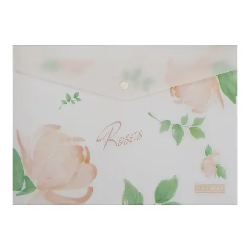 Папка-конверт А4 на кнопці RAMIRA ARABESKI коралова BM.3943-26 BUROMAX матовий напівпрозорий пластик (4823126805641) - фото 1