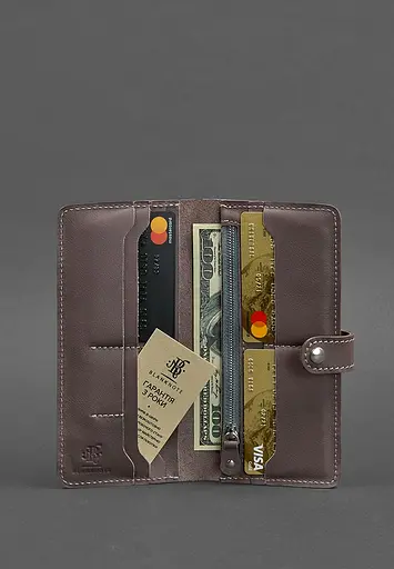 Кожаное женское портмоне 7.0 темно-бежевое. - фото 4