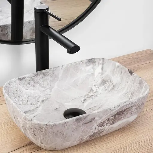 Умивальник Rea Belinda mini stone matt накладний REA-U3321, Сірий - фото 2