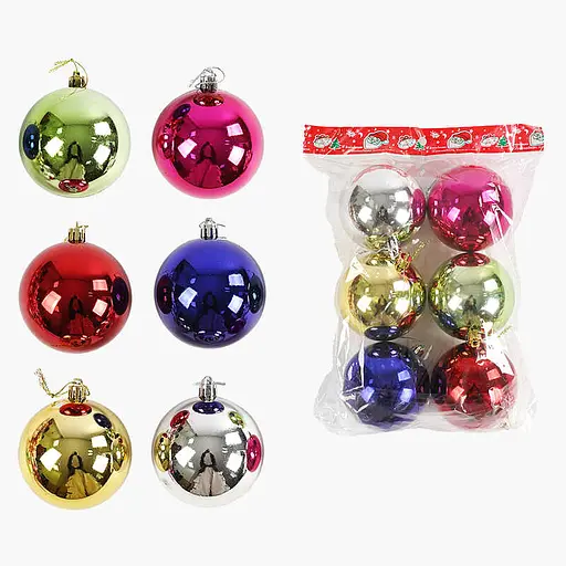 Набір ялинкових прикрас Кулі, 6 шт., 8 см