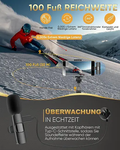 Бездротовий мікрофон IUMAKEVP Lavalier, сумісний з iPhone/iPad/телефоном Android/ноутбуком - фото 6