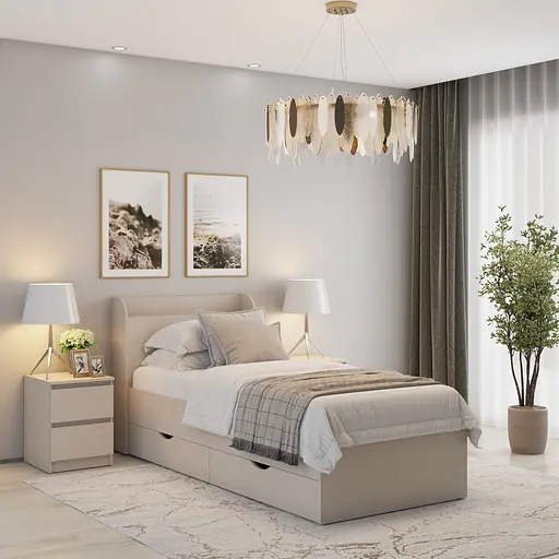 Ліжко односпальне MebelStar Адель з ящиками 90x200 см Кашемір (MBS-1419)