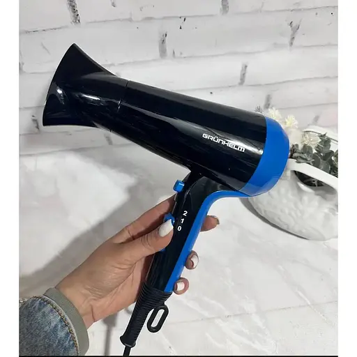 Фен для сушки волос Grunhelm GHD-580 мощный компактный 2 режима 2100 Вт черно-синий - фото 9