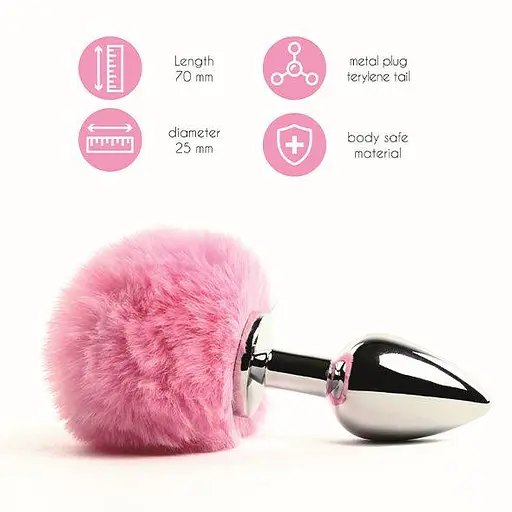 Анальна пробка FeelzToys Bunny Tails 7х2.5 см (рожевий) - фото 3