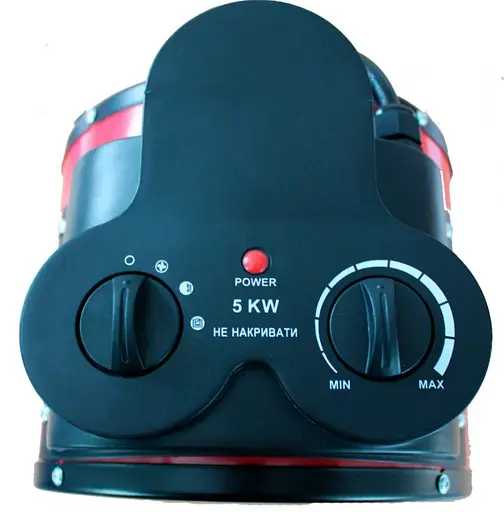 Електрична теплова гармата Vulkan 5,0 кВт, площа обігріву 60 кв.м., червоний/чорний (SL-PTC5000R) - фото 3