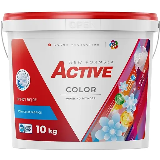 Порошок для прання Active Color з ароматом свіжості відро + дозатор 10 кг