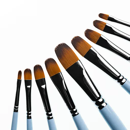 Набір пензлів Синтетика плоска закруглена, довга ручка (9 шт), 6604ESSET - фото 2