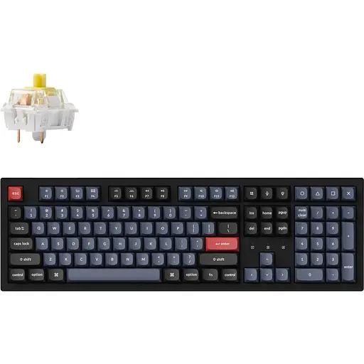 Keychron Клавіатура механічна K10 Pro 100Key, K pro Banana, WL/BT/USB-A, Hot-Swap, QMK, EN/UKR, RGB, чорний