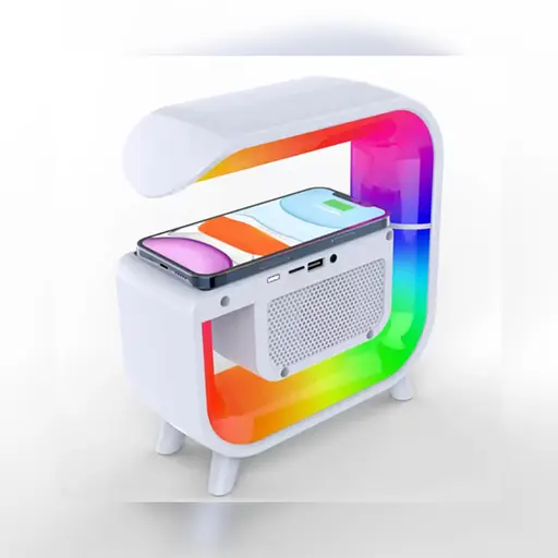 Лампа-нічник XM-G30 Колонка Бездротове ЗУ Годинники RGB білий - фото 2