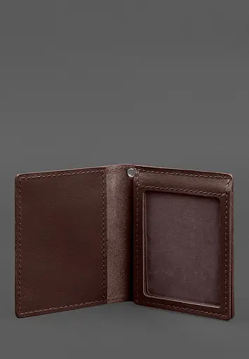 Кожаная обложка для удостоверения офицера ГНСУ (три кармана) бордовая - фото 4