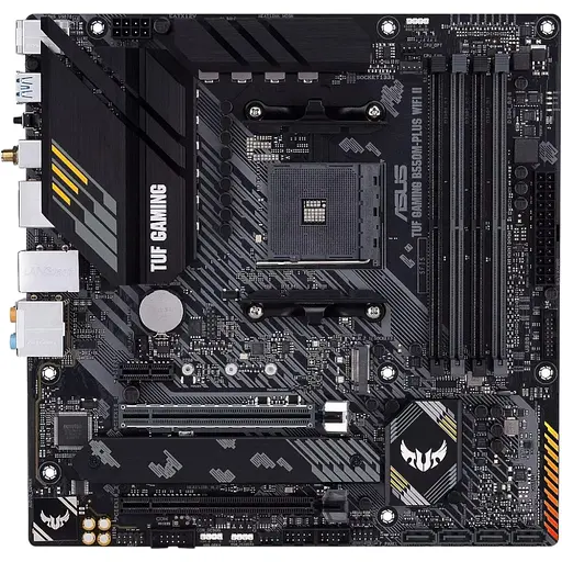 Материнская плата Asus TUF Gaming AM4 (B550) B550M-PLUS WIFI II, B550, 4xDDR4, CrossFire, Int.Video(CPU), 4xSATA3, 2xM.2, 1xPCI-E 16x 4.0, 1xPCI-E 16x 3.0, 1xPCI-E 1x 3.0, ALC S1200A, RTL8125B, WiFi 6, Bluetooth 5.2, 8xUSB3.2/6xUSB2.0, HDMI/DP, MicroATX