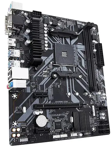 Материнская плата Gigabyte B450M S2H (B450M S2H) (Socket AM4, AMD B450, Micro-ATX) Б/у - фото 3