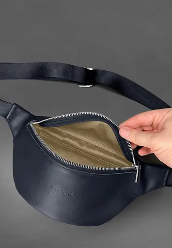 Шкіряна поясна сумка-бананка Kanny синя - фото 4