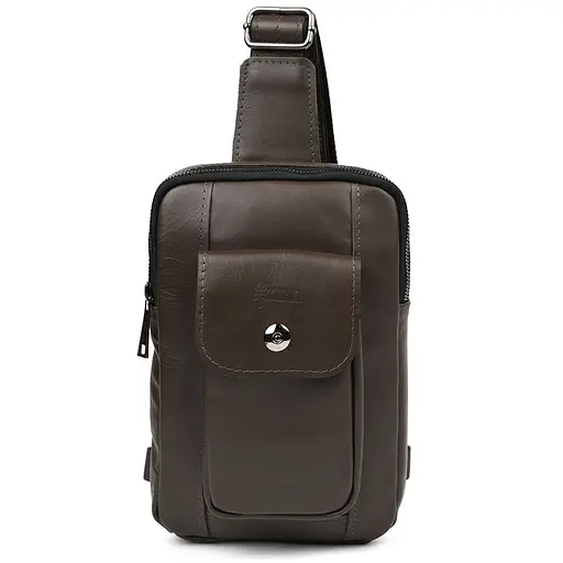 Мужской коричневый слинг из кожи Наппа TARWA 27.5х18х4 см sum0028234 - фото 2