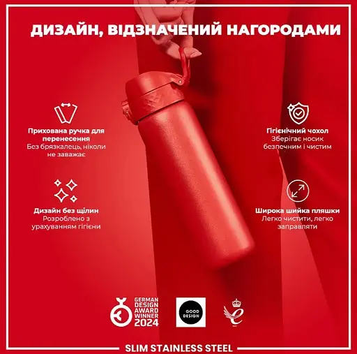 Пляшка для води ION8 металева 600 мл Stainless Steel Red (I8SS600RED) - фото 4