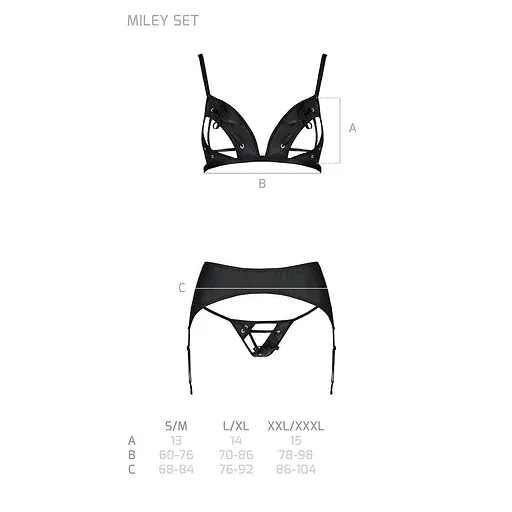 Комплект із еко-шкіри Passion Miley Set black: трусики L/XL - фото 5