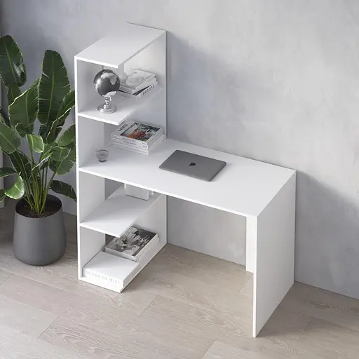 Комп’ютерний стіл Vays M-16, письмовий з боковим стелажем зліва, ЛДСП, 120×60×148 см - для дому, навчання, офісу