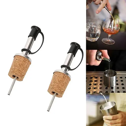 Пробка-носик гейзер дозатор пробковий для розливу з пляшки з носиком з нерж. сталі (2 шт. у комплекті), Kitchen Master Чорний 86530 - фото 6