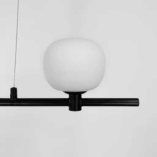 Люстра на 4 белых плафона в черном удлиненном корпусе 85 см | Ст. F 85/4 BK+WT | Line F - фото 6