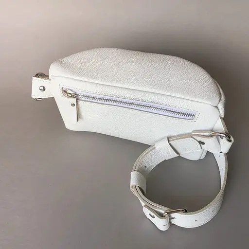 Шкіряна поясна сумка Explorer S біла - фото 4