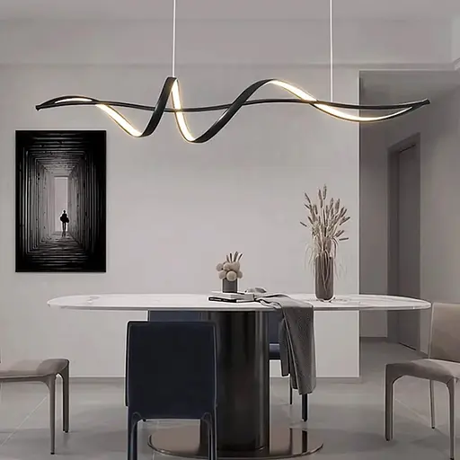 Волнообразная люстра в черном корпусе длиной 100 см Ст. H26L-1000 BK Line F - фото 1