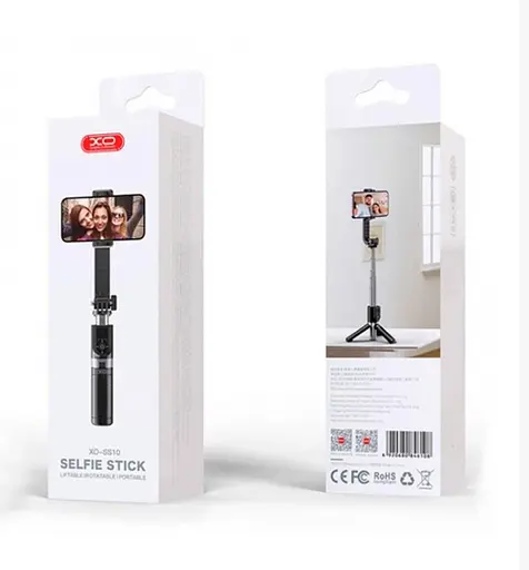 Монопод трипод беспроводной XO SS10 Mini Bluetooth 80 см селфи палка штатив с зеркалом и треногой Черный - фото 2