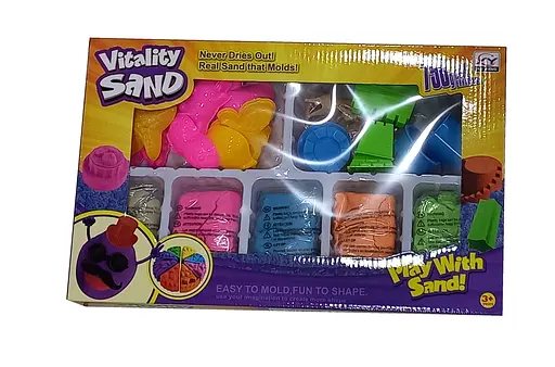 Кінетичний пісок 1903 A/D/H 750 г, 5 кольорів, 14 форм, інструменти, у коробці (6981584672026) Море Вид H - фото 1