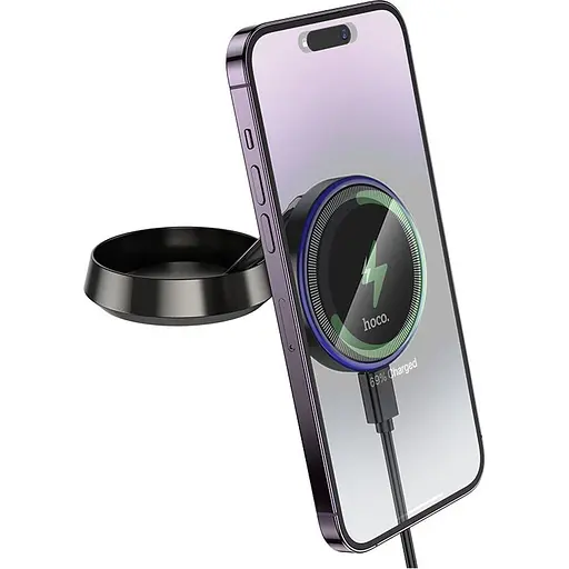 Автодержатель с беспроводной зарядкой Hoco HW33 Black (647946) [151328] - фото 6