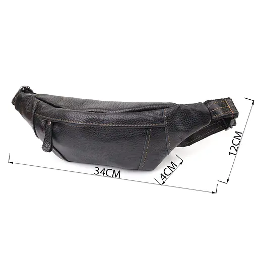 Приваблива сумка-бананка для чоловіків із натуральної зернистої шкіри SHVIGEL 34х12х4 см sum0027424 - фото 13