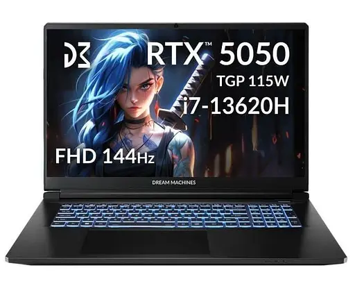 Ноутбук Dream Machines 17.3 RG5050-17UA27 FHD 144Hz/Intel i7-13620H/32GB/1TB/RTX 5050 8GB/DOS (RG5050-17UA27) - фото 1