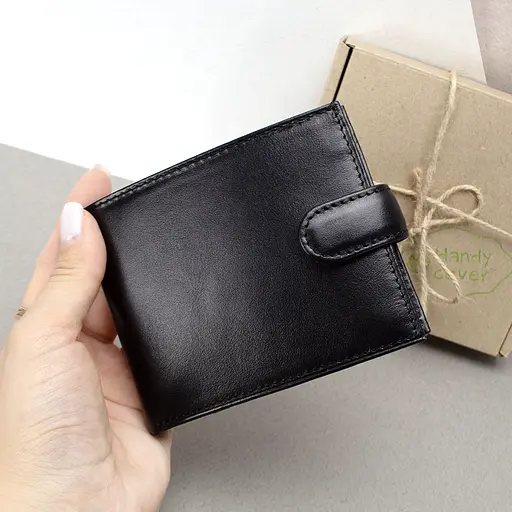 Кошелек мужской кожаный тонкий Handycover 7710 черный - фото 5