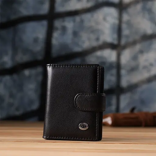 Мужской кошелек вертикальный из натуральной кожи ST Leather 7.5х10.5х1 см acs0029623 - фото 9