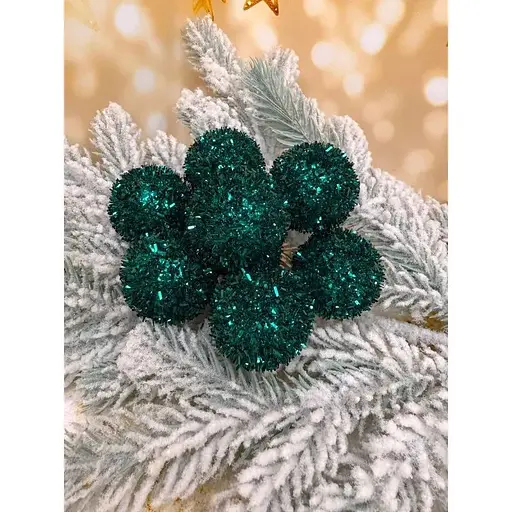 Набір ялинкових кульок Їжачок 40 мм елегантний святковий 8 шт Смарагдовий - фото 1