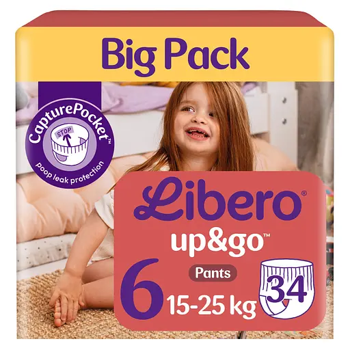 Подгузники-трусики Libero Up&amp;Go 6 (15-25 кг), 34 шт.