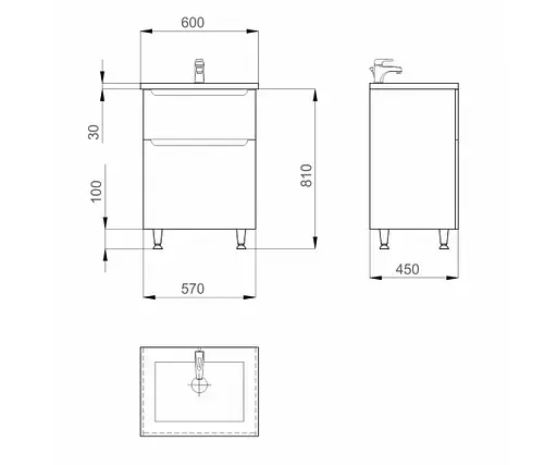 Тумба підлогова Sanwerk Ера 60 Білий з умивальником Space Line (MV0000851) Білий - фото 4