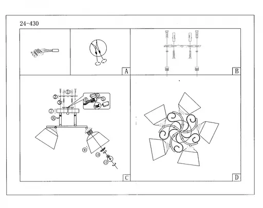 Люстра стельова Brille в спальню E27 60W G (LK-689C/5) - фото 5