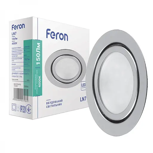 Свiтильник свiтлодiодний Feron LN7, 3W 4000K хром 70 х 20 мм (28904)