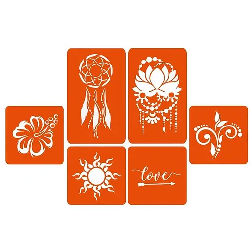 Набор цветной хны с трафаретами для био-тату №1 Fresh Tattoo color-henna-set-01 - фото 4