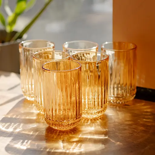 Набір склянок із товстого скла 6 штук по 400 мл бурштиновий HP-19-247 склянка прозора для напоїв Yiwu HP-19-247 - фото 2