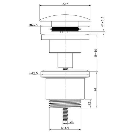 Донний клапан Frap F62-8, автомат, з білою керамічною кришкою, 1 1/4", білий, Білий - фото 2