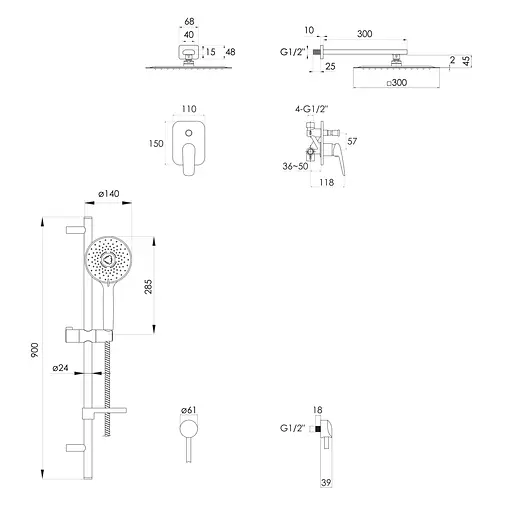 Душова система прихованого монтажу Imprese Praha new SET20220105, Хром - фото 2