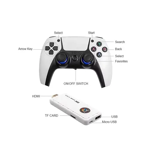 Игровая консоль белая Data Frog X6 H133 Game Stick 64GB приставка гейм стик +39800 игр - фото 7